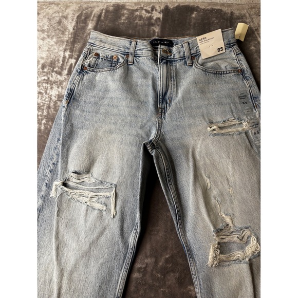 Aeropostale High Rise Baggy Distressed Jeans Light Wash Non Stretch 8S 4000 - Picture 5 of 15